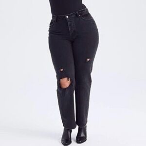 NEW Abercrombie The Dad Curve Love High Rise Jeans Black Plus Size 24 37 NWT